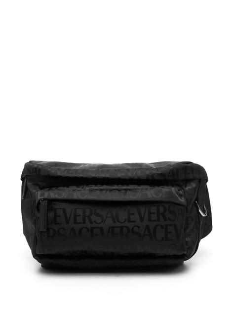 versace logo-print belt bag black|versace collection evening bag.